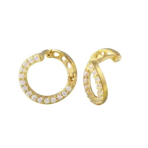 Gold Plated 925 Sterling Silver CZ Twisted Hoop Earrings - GME00019