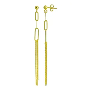 Gold Plated 925 Sterling Silver Dangling Ball Paperclip Earring - ITE00089-GP