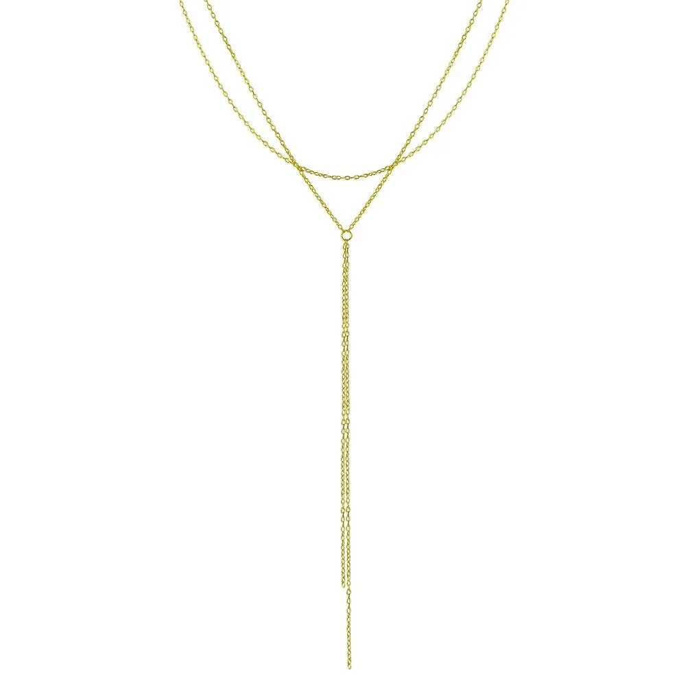 Gold Plated 925 Sterling Silver Dangling Chain Necklace - STP01697GP