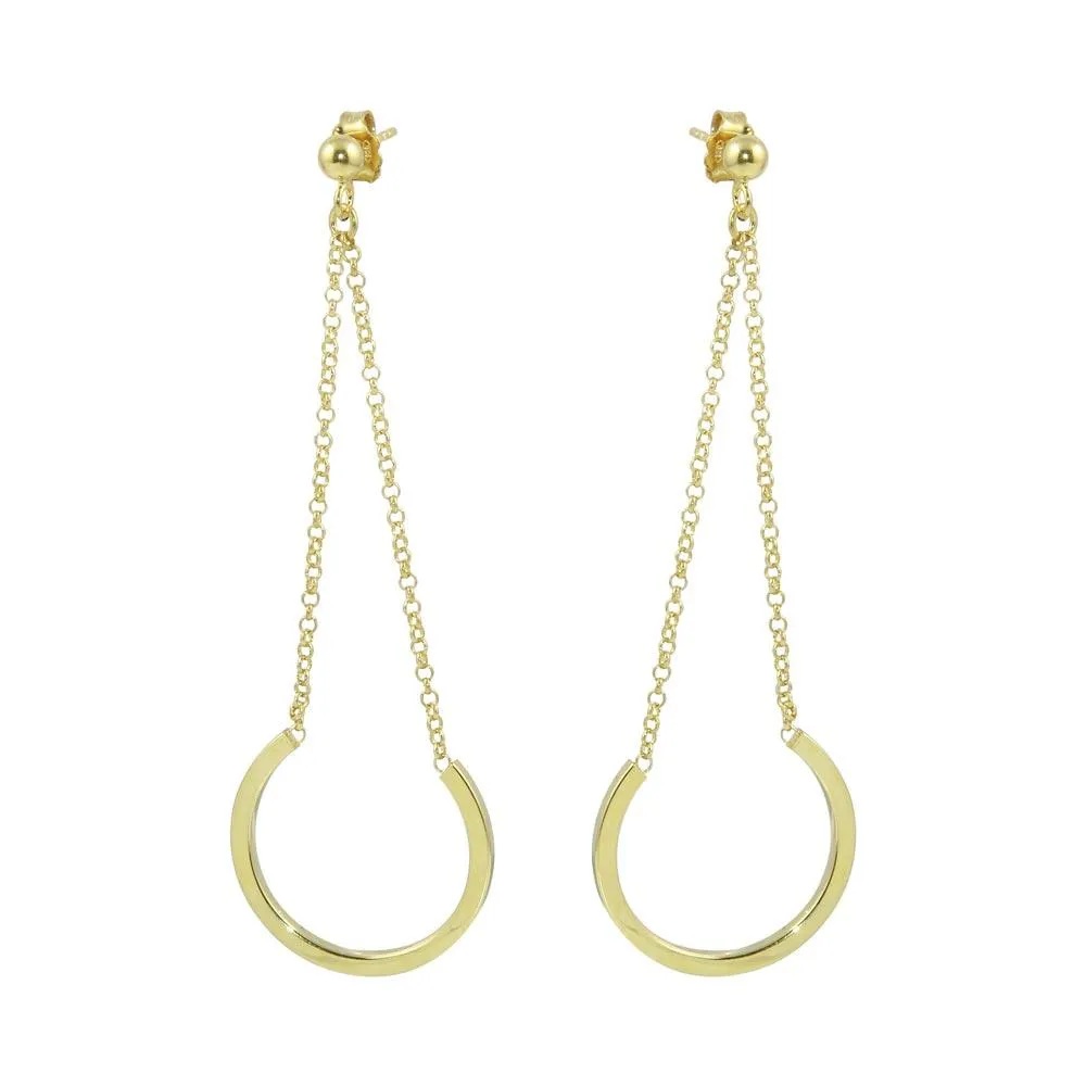 Gold Plated 925 Sterling Silver Dangling Earrings - ITE00085GP