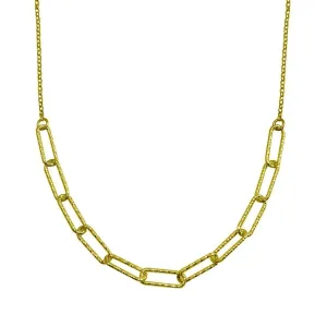 Gold Plated 925 Sterling Silver Diamond Cut Link Chain Necklace - ITN00135-GP