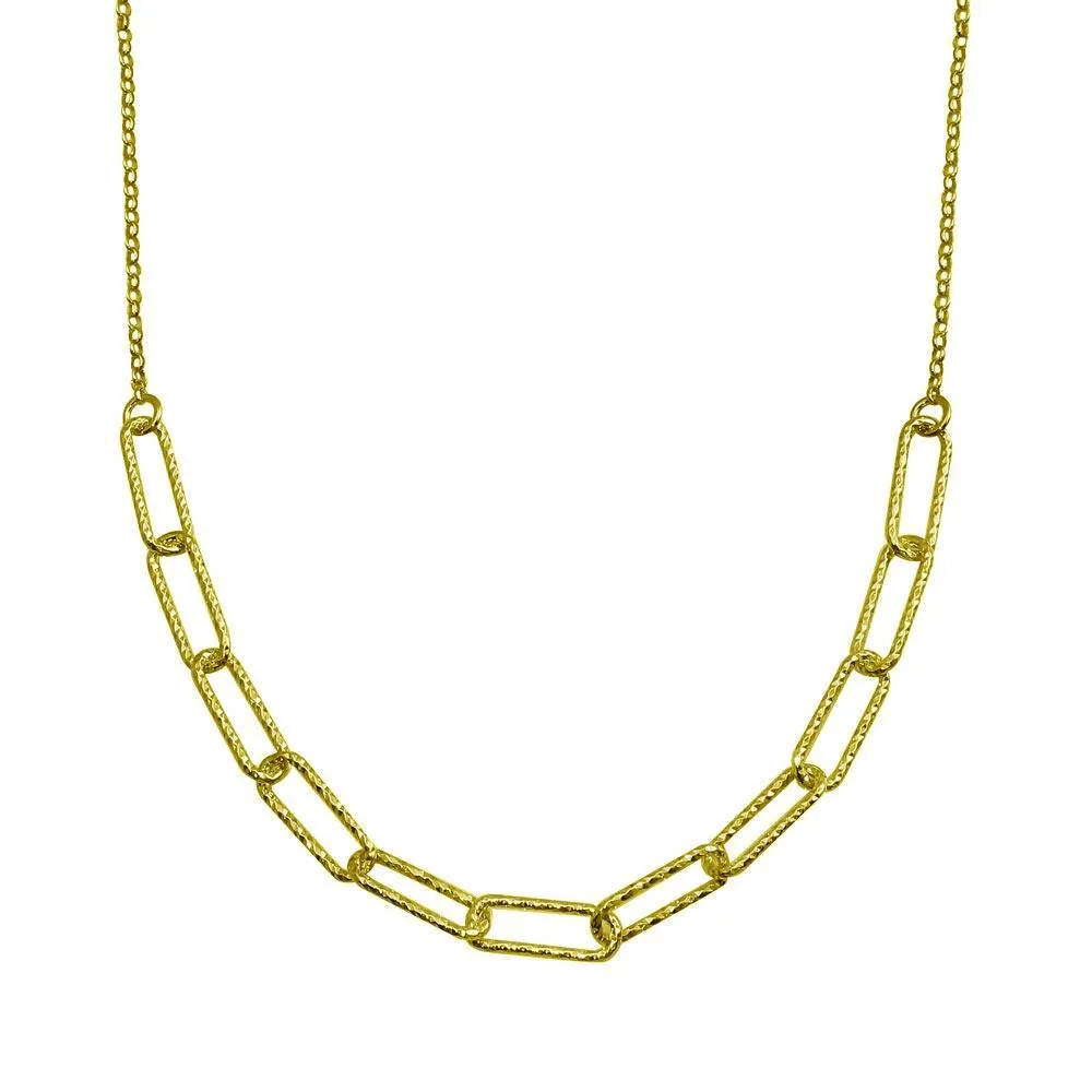 Gold Plated 925 Sterling Silver Diamond Cut Link Chain Necklace - ITN00135-GP