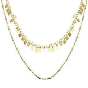 Gold Plated 925 Sterling Silver Double Chain Confetti Necklace - ECN00047GP