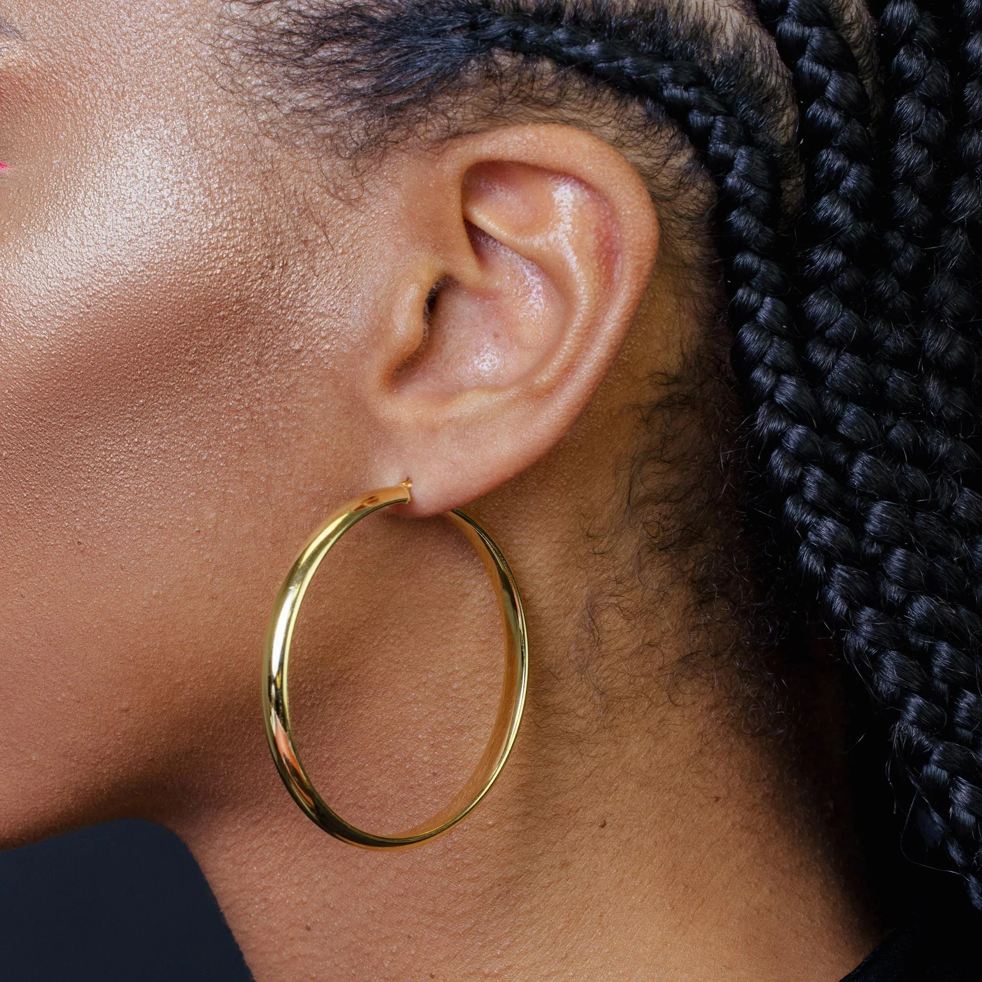 Gold Plated 925 Sterling Silver Electroforming Rounded 5mm Hoop Earring - ARE00023GP