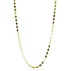 Gold Plated 925 Sterling Silver Flat Diamond Square Necklace - ECN00025GP