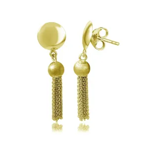 Gold Plated 925 Sterling Silver Hanging Bead with Multi Strands Earrings - DIE00003GP
