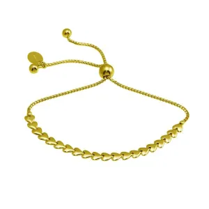 Gold Plated 925 Sterling Silver Heart Link Lariat Bracelet - ITB00319-GP