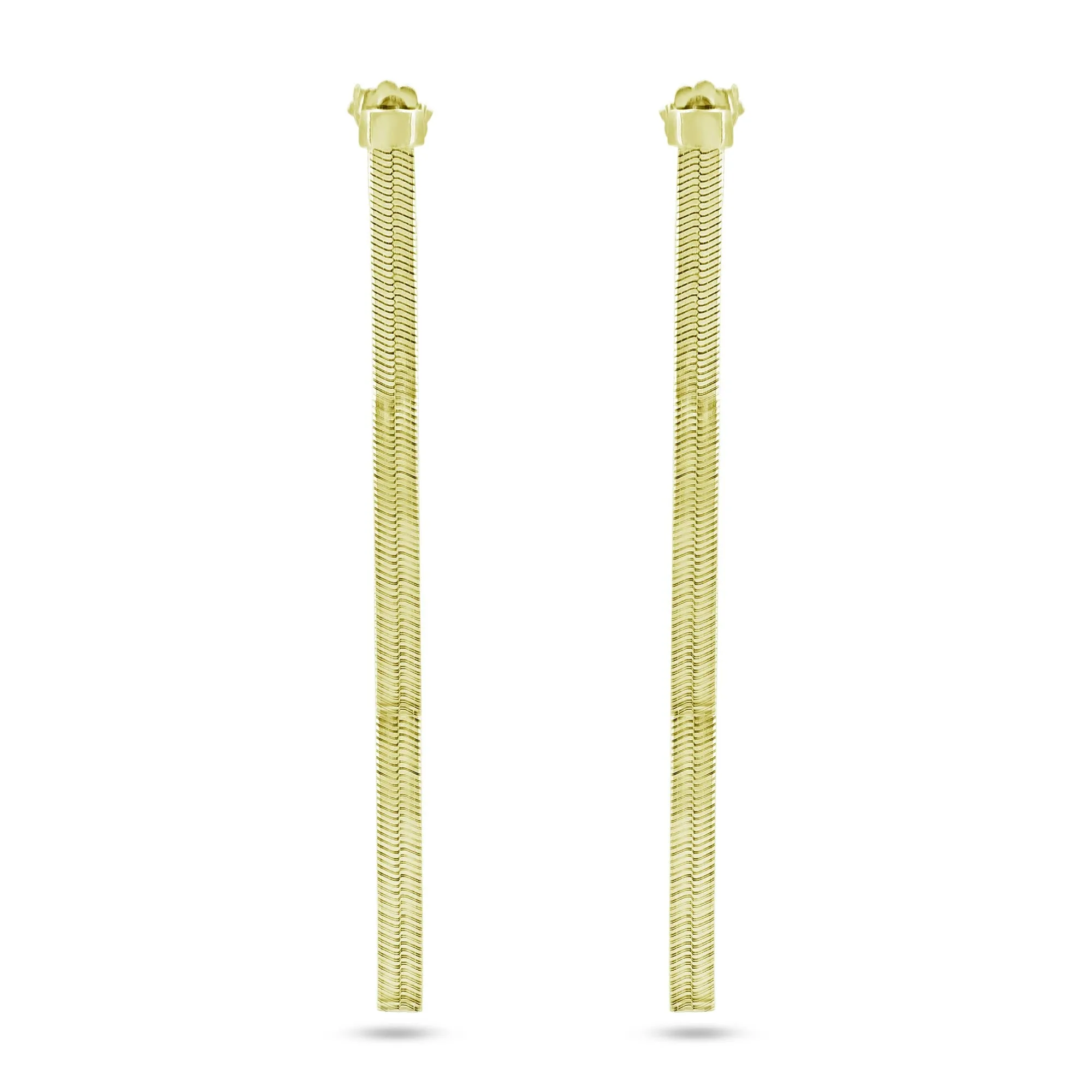 Gold Plated 925 Sterling Silver Herringbone Dangling Stud Earrings - ECE00065GP