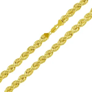 Gold Plated 925 Sterling Silver Hollow Rope Chains 6.5mm - CHHW112 GP