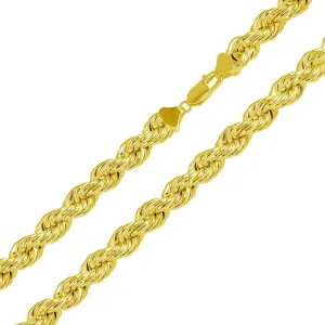 Gold Plated 925 Sterling Silver Hollow Rope Chains 8mm - CHHW113 GP