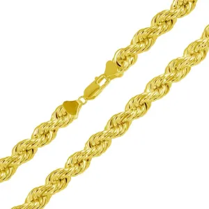 Gold Plated 925 Sterling Silver Hollow Rope Chains 9.3mm - CHHW114 GP