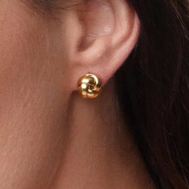Gold Plated 925 Sterling Silver Knot Stud Earrings - ARE00024GP