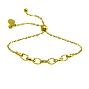 Gold Plated 925 Sterling Silver Link Lariat Bracelet - ITB00318-GP