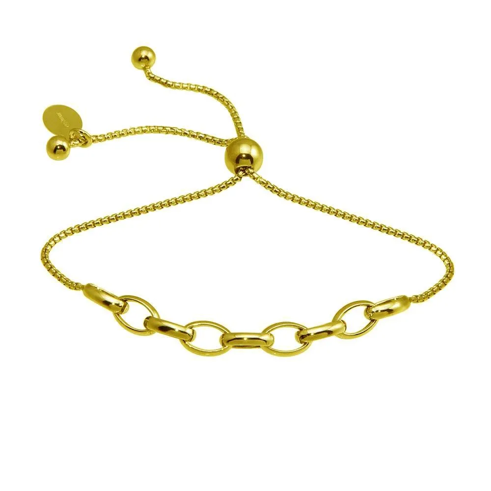 Gold Plated 925 Sterling Silver Link Lariat Bracelet - ITB00318-GP