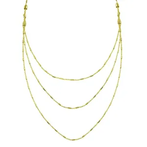 Gold Plated 925 Sterling Silver Multi Chain Bar Necklace - ECN00068GP