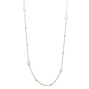 Gold Plated 925 Sterling Silver Necklace with Freshwater Pearls and Beads - ECN00028GP