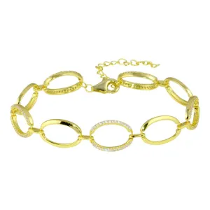 Gold Plated 925 Sterling Silver Oval CZ Bracelet - STB00580GP