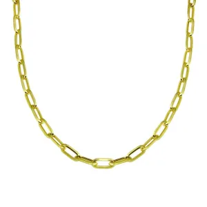Gold Plated 925 Sterling Silver Paperclip Chain Necklace - ITN00150-GP