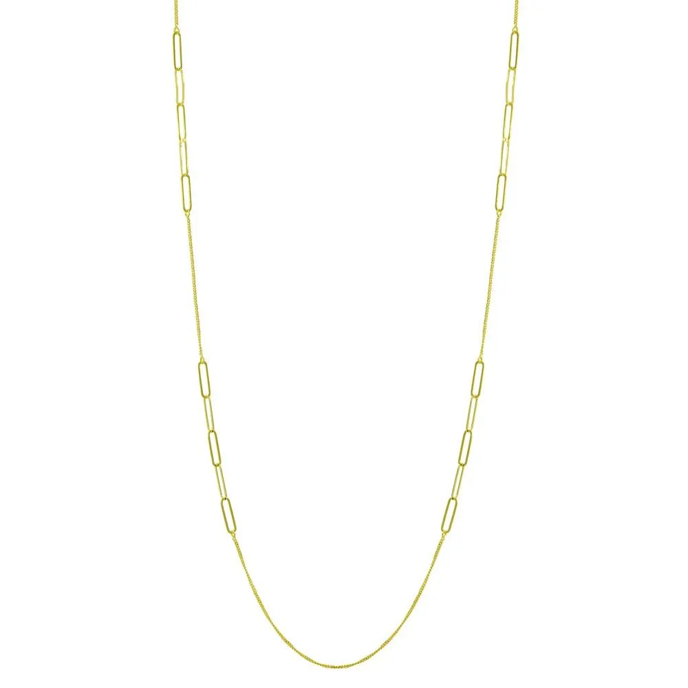 Gold Plated 925 Sterling Silver Paperclip Chain Necklace - ITN00152-GP