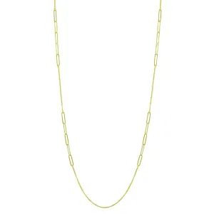 Gold Plated 925 Sterling Silver Paperclip Chain Necklace - ITN00152-GP