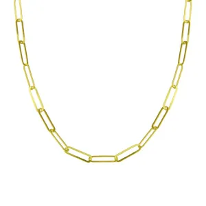 Gold Plated 925 Sterling Silver Paperclip Chain Necklace - ITN00153-GP