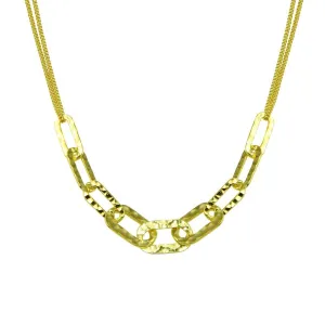 Gold Plated 925 Sterling Silver Paperclip Chain Textured Necklace - ITN00155-GP