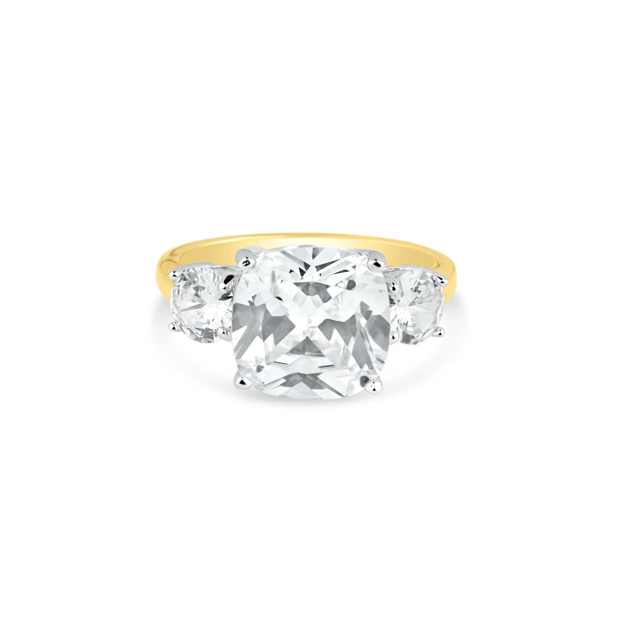 Gold Plated 925 Sterling Silver Past Present Future Ring - BGR01220GP