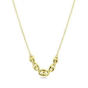 Gold Plated 925 Sterling Silver Puffed Mariner Adjustable Link Necklace - ITN00156-GP