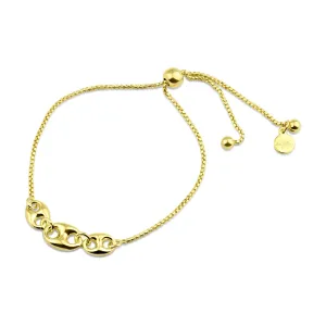 Gold Plated 925 Sterling Silver Puffed Mariner Lariat Bracelet - ITB00327-GP