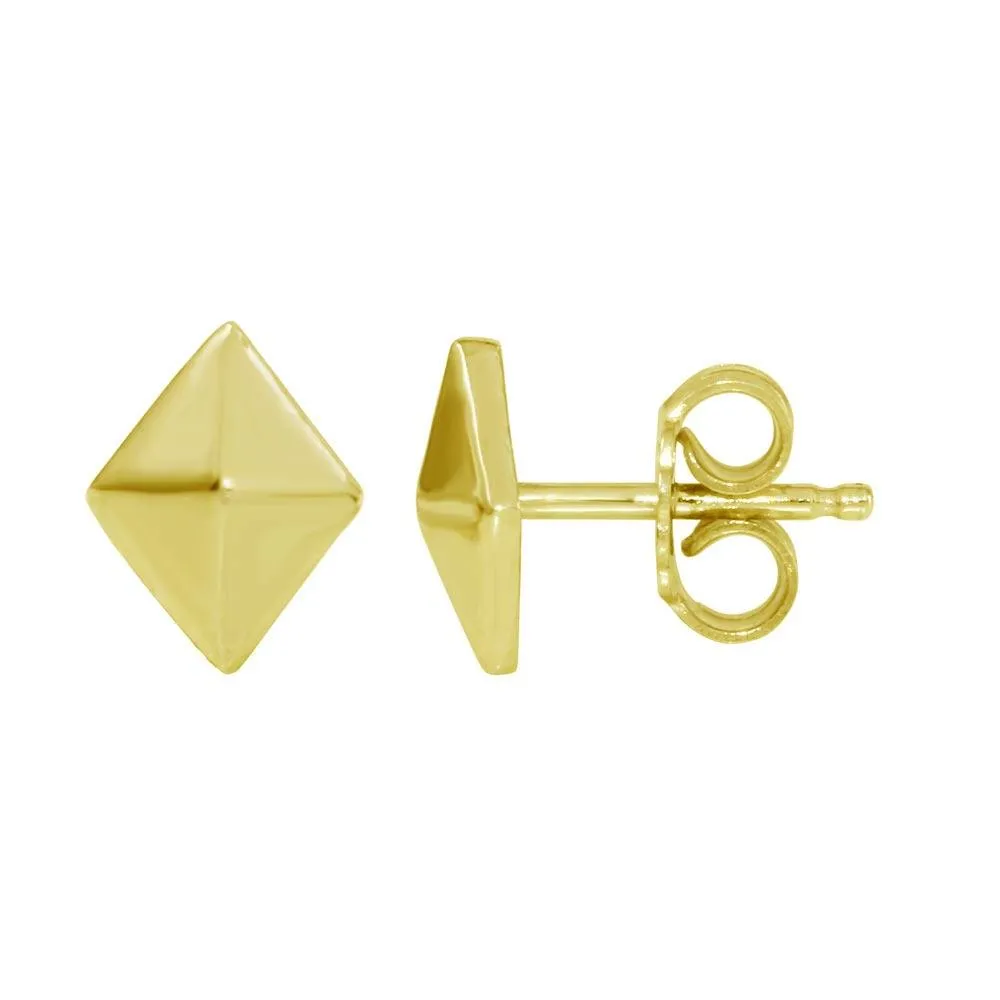 Gold Plated 925 Sterling Silver Rhombus Stud Earrings - SOE00017