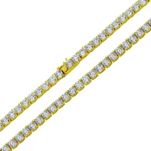 Gold Plated 925 Sterling Silver Round CZ Link Chains and Bracelet 5mm - STP01708 GP