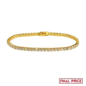 Gold Plated 925 Sterling Silver Round CZ Tennis Bracelet 4mm - GMB00086GP