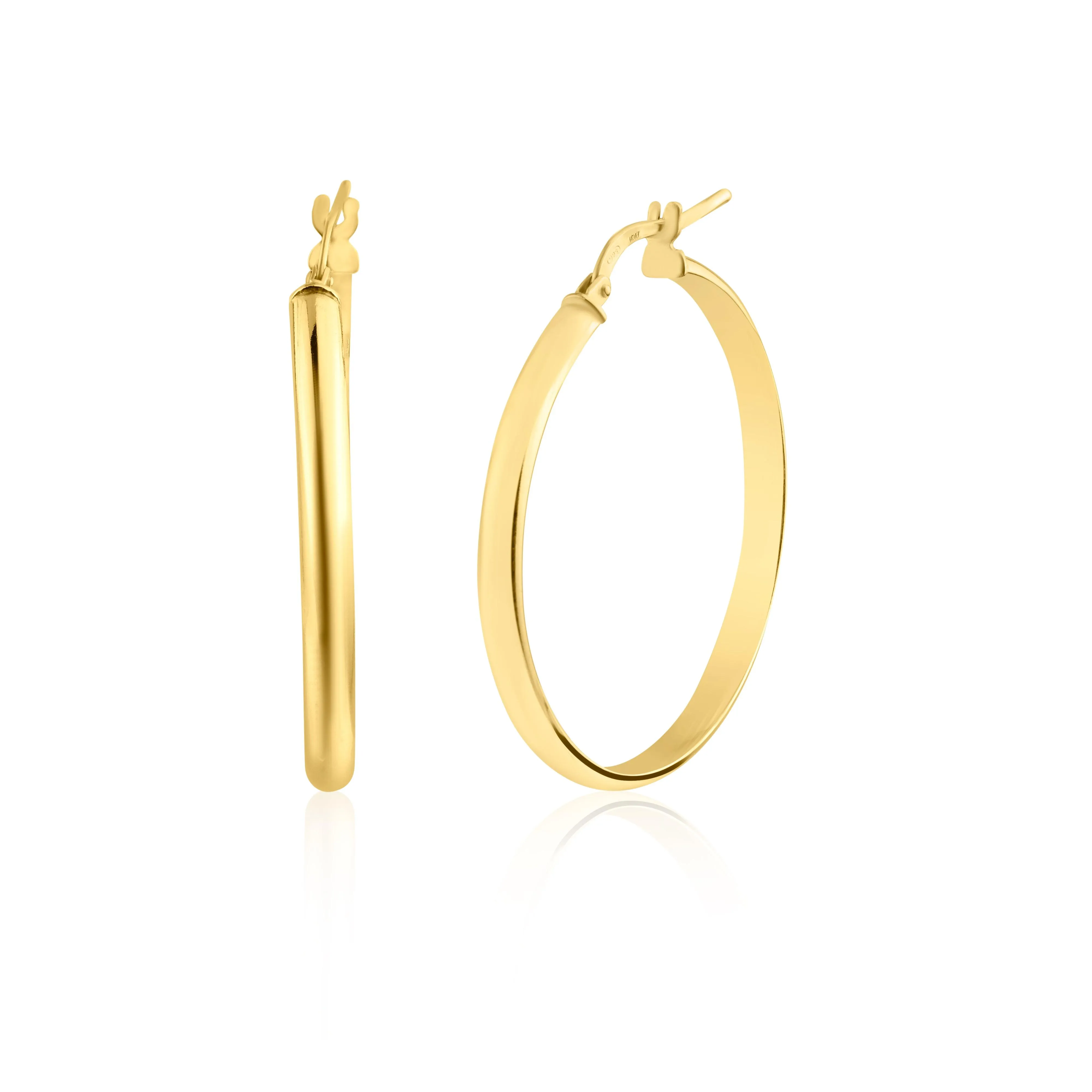 Gold Plated 925 Sterling Silver Silver Dome 3.5mm Hoop Earring - ARE00027GP