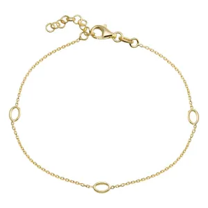 Gold Plated 925 Sterling Silver SIngle Strand Bracelet with 3 Oval Element - VGB18GP
