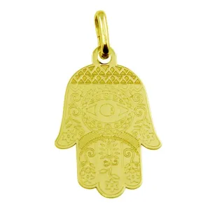 Gold Plated 925 Sterling Silver Small Hamsa Pendant - ECP00007GP