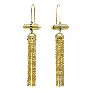 Gold Plated 925 Sterling Silver Tassel Earrings with CZ - BGE00579