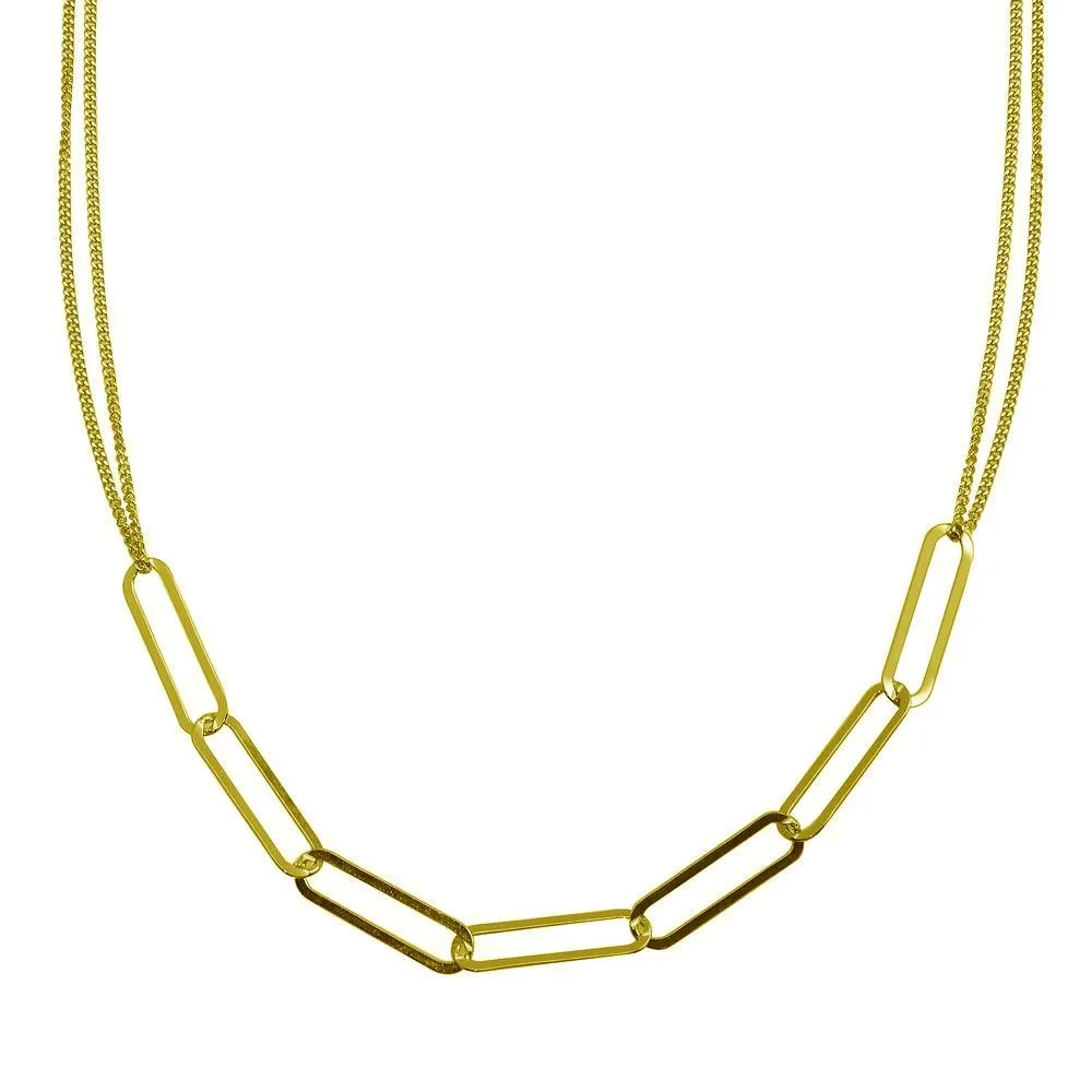 Gold Plated 925 Sterling Silver Thin Curb Link Necklace - ITN00136-GP