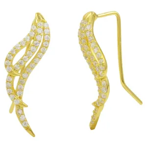 Gold Plated 925 Sterling Silver Wing Earrings with CZ - GME00039GP