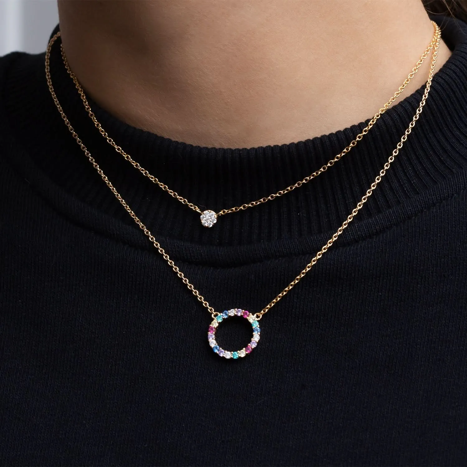 Gold Plated Biella Grande Necklace SJ-C338-XCZ-YG