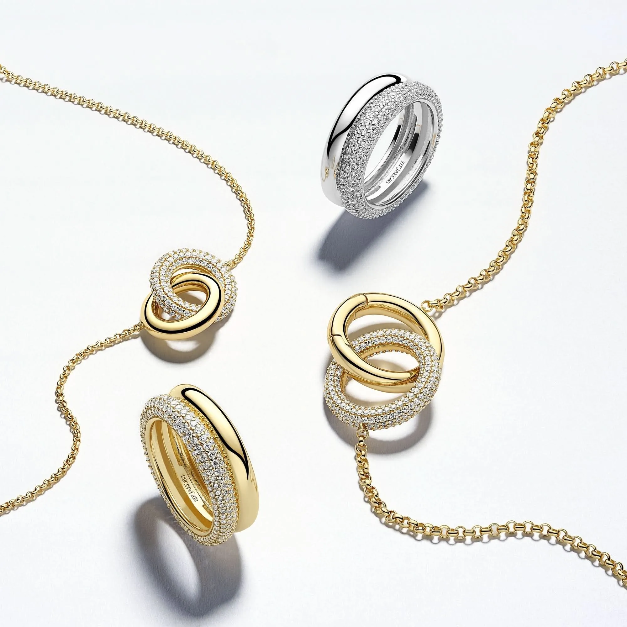 Gold Plated Carrara Due Piccolo Necklace SJ-N2477-CZ-YG