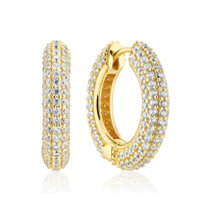 Gold Plated Carrara Medio Earrings SJ-E2474-CZ-YG