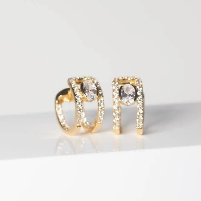 Gold Plated Ellisse Carezza Creolo Earrings SJ-E2352-CZ-YG