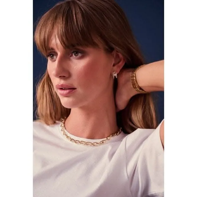 Gold Plated Ellisse Carezza Creolo Earrings SJ-E2352-CZ-YG