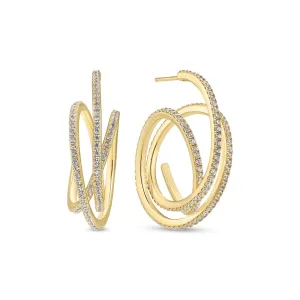Gold Plated Spirale Grande Earrings SJ-E2591-CZ-YG