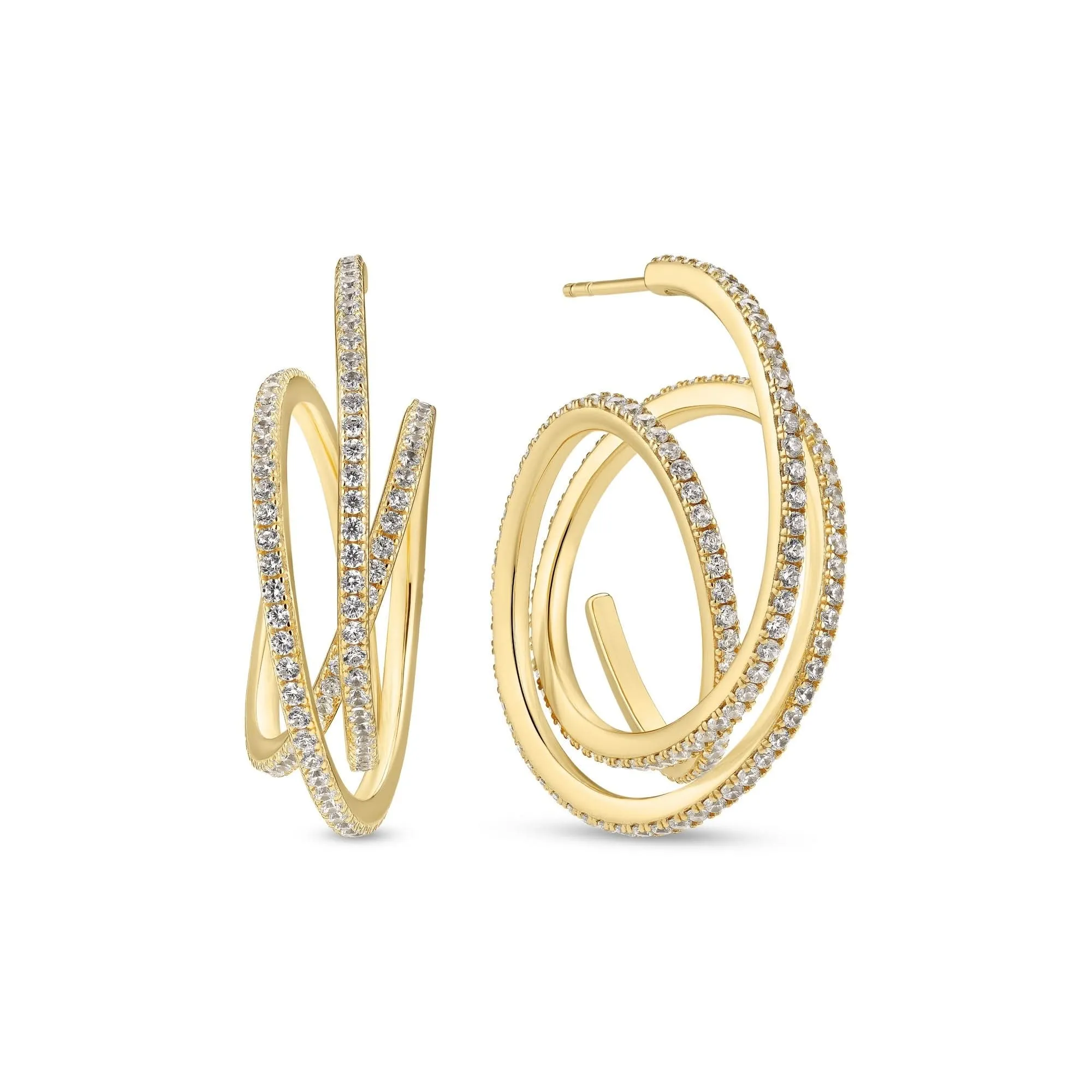 Gold Plated Spirale Grande Earrings SJ-E2591-CZ-YG