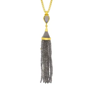 Gold Plated Sterling Silver Labradorite Cascade Tassel Necklace D