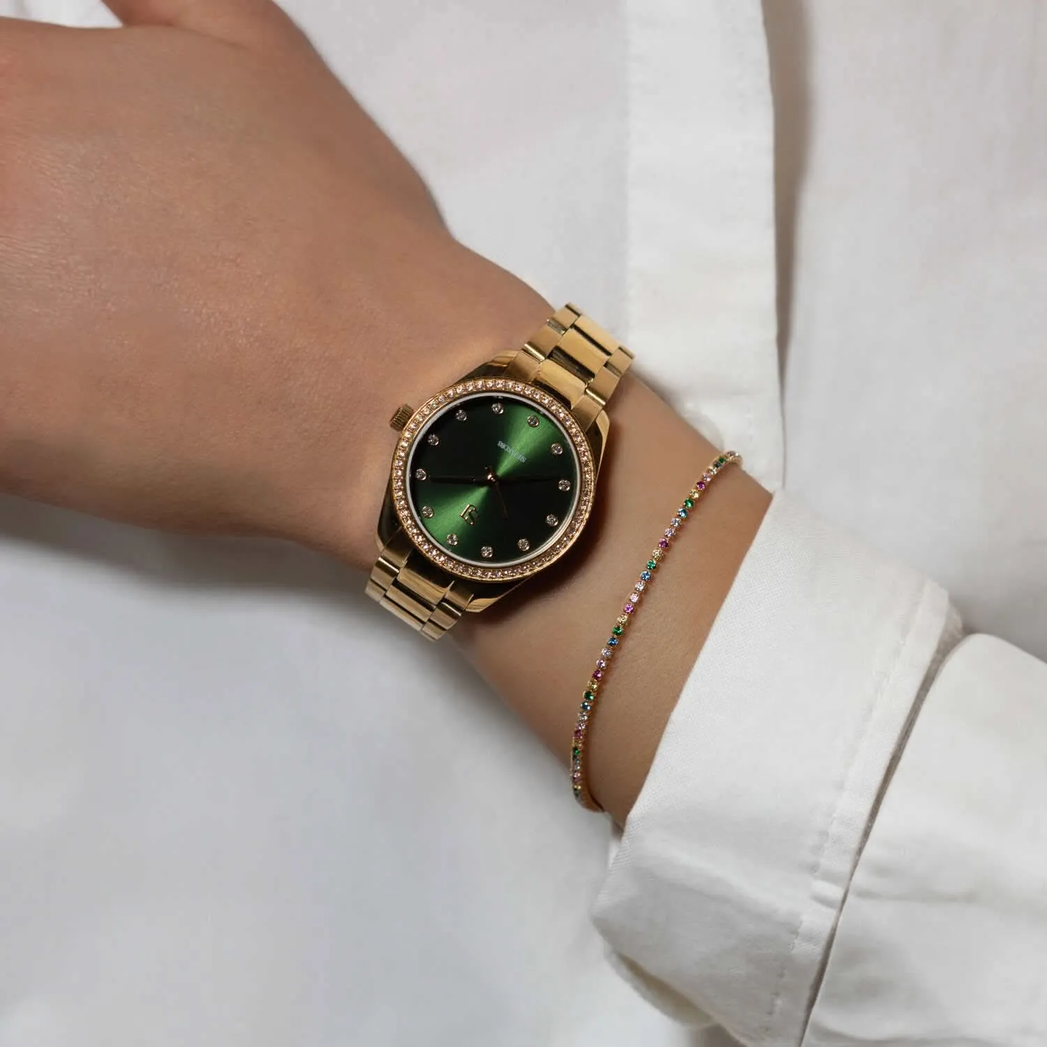 Gold Plated Valeria Set Green SJ-W1046SET-CZ-YG
