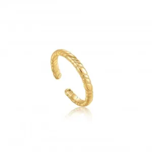 Gold Smooth Twist Thin Band Ring R038-01G