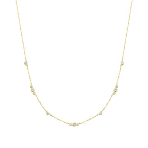 Gold Sparkling Bezel Cubic Zirconia Station Necklace N065-04G