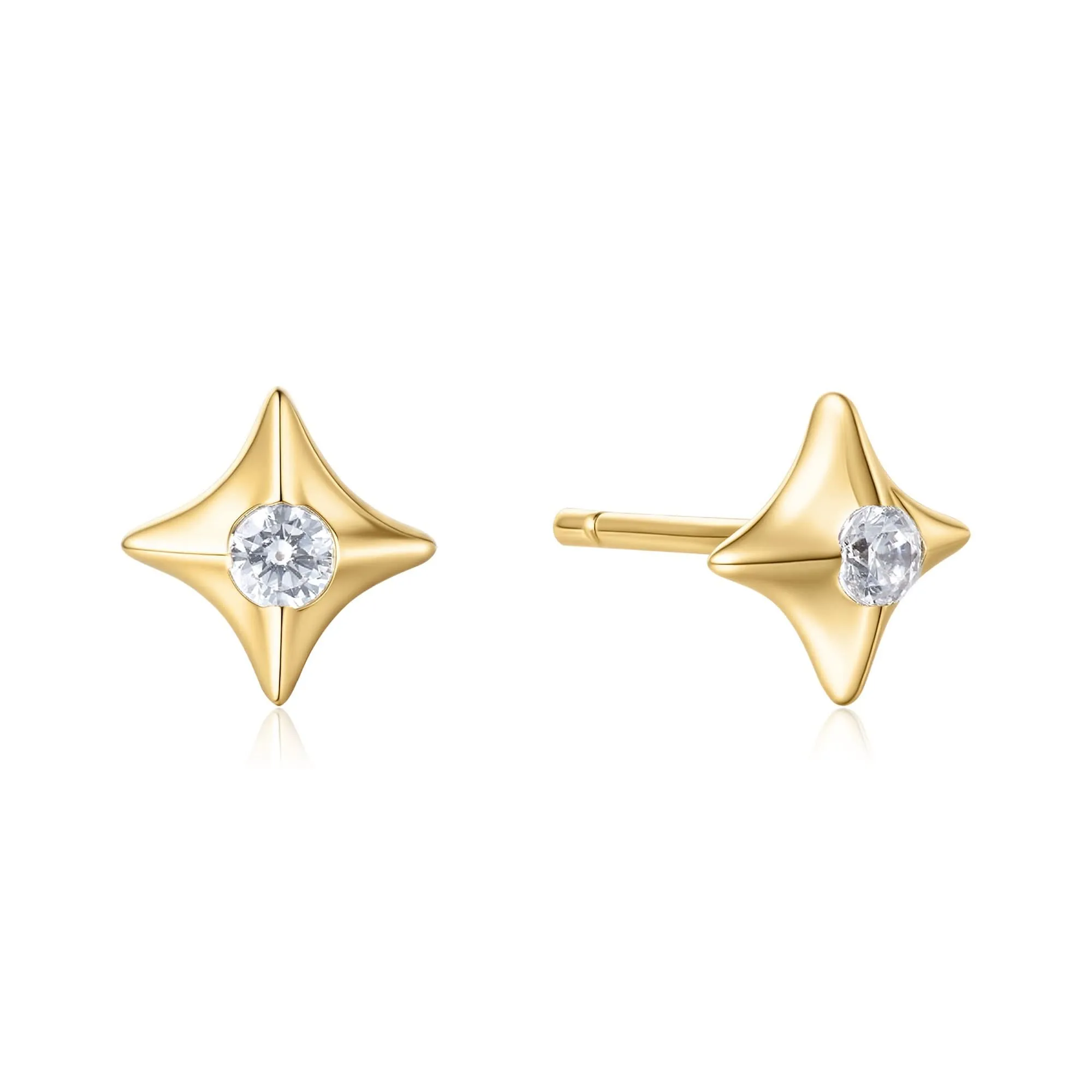 Gold Sparkling Star Stud Earrings E064-02G
